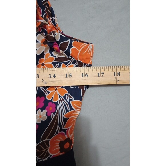 Girls From Savoy Anthropologie Dress Sz 2 Small Vestiges Orange Navy Ruffle - Picture 11 of 11